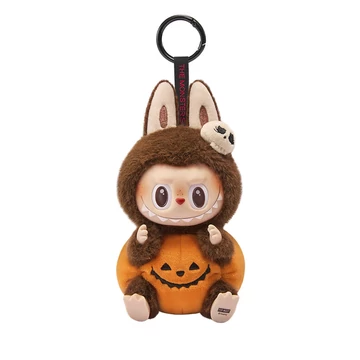 Pop Mart Labubu Happy Halloween Party Series Sitting Pumkin Vinly Plush Pedant